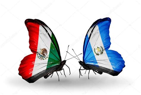 El 17 de agosto de 1871, siendo presidente de la república el general miguel garcía granados, se hizo el siguiente decreto ejecutivo que creó la actual bandera guatemalteca: Two butterflies with flags of Mexico and Guatemala on ...