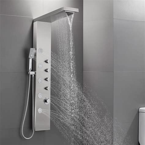 buy rovate rainfall waterfall shower head shower panel system stainless steel bathroom shower