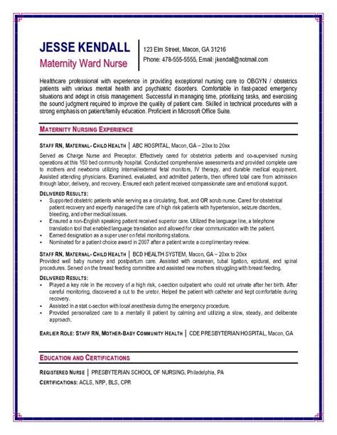 From managing a team to contributing to a project in a leadership role, leadership skills help you motivate others and ensure tasks are completed promptly. Maternity Nurse Resume - Resume Sample
