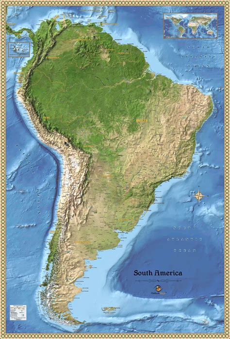 South America Physical Wall Map By Outlook Maps Mapsales Images And