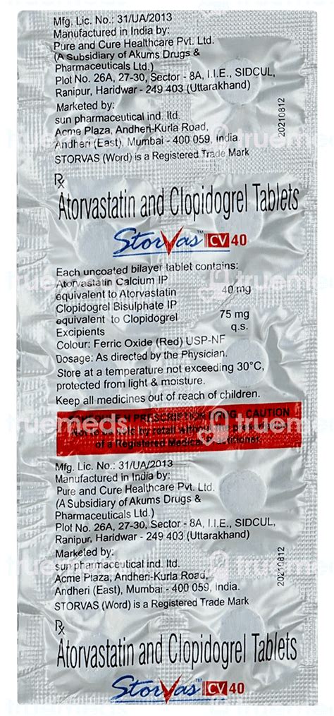 Storvas Cv 40 Mg Tablet 10 Uses Side Effects Dosage Price Truemeds