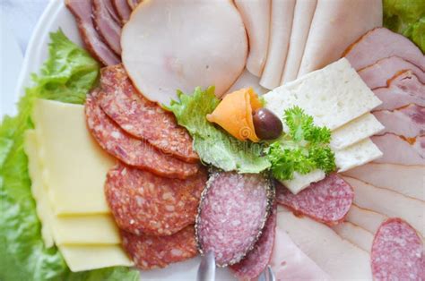 Cold Cuts Plate Stock Photo Image Of Salami Olive Detail 40744746