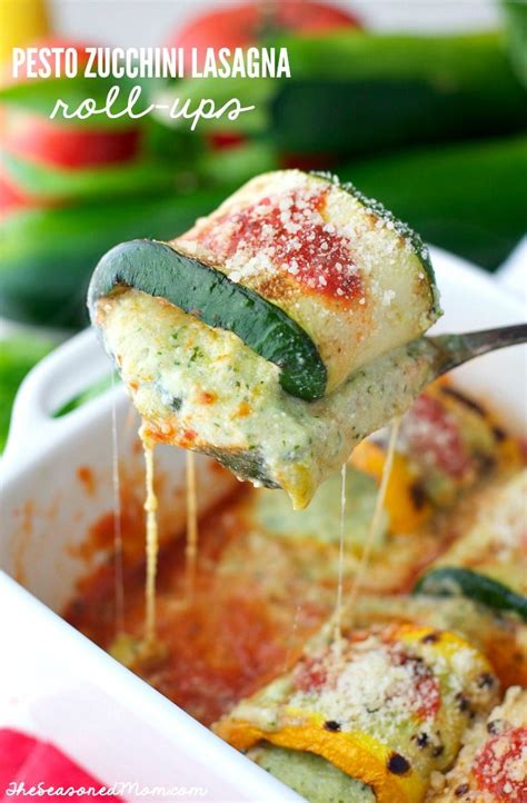 Pesto Zucchini Lasagna Roll Ups The Seasoned Mom Recipe Zucchini