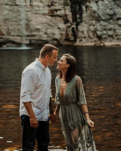 Waterfall Couple Shoot Waterfall Photoshoot Engaged Couples Photography Engagement Photo