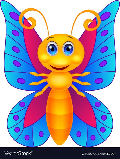 Funny Butterfly Cartoon Royalty Free Vector Image
