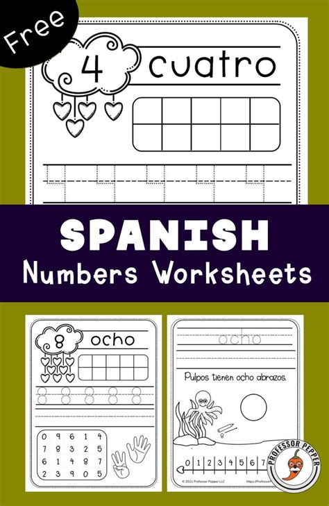 Numbers Practice Worksheets Spanish