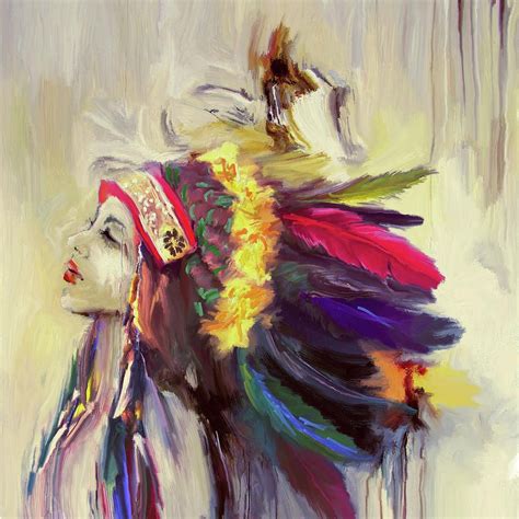 Red Indian Painting Native American 274 3 By Mawra Tahreem Kk