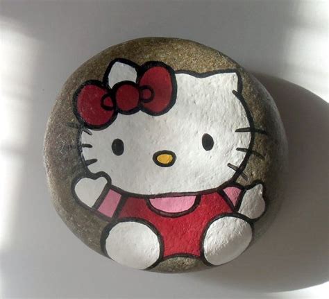 Hello Kitty Painted Art River Rock Painted Rocks Rock Painting Art