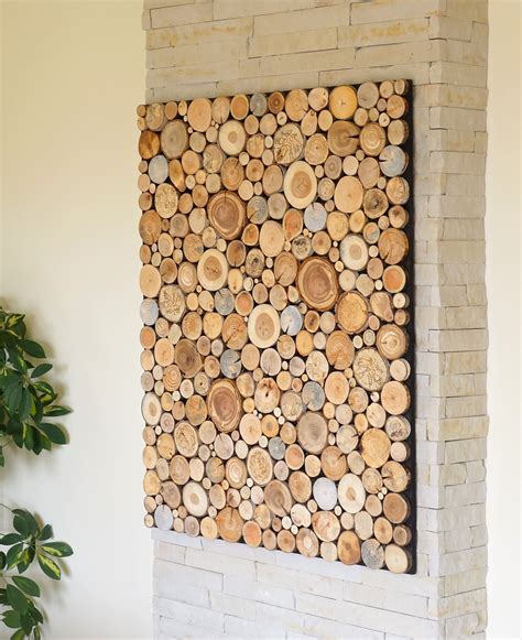 wall hanging decor, reclaimed wood wall art, tree rounds wall panel