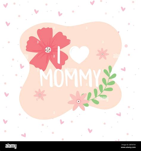 Happy Mothers Day Flowers Branch Heart Decoration Dots Background