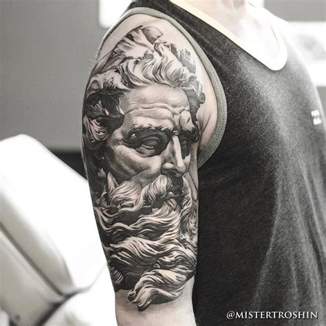 Chronic Ink Tattoo Toronto Tattoo Poseidon Statue Tattoo Done At Our Shop By Guest Artist