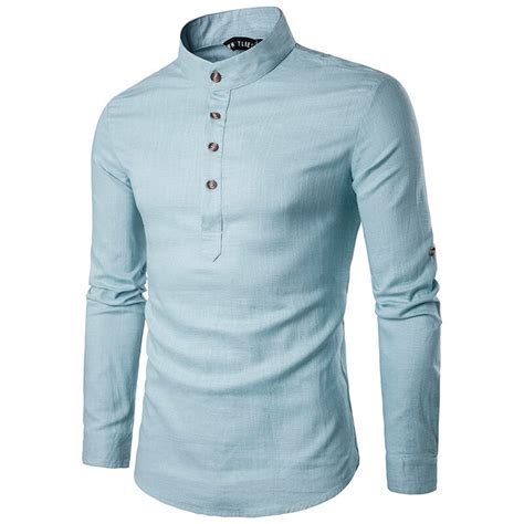 men s polyester spandex shirt new arrivals mandarin collar breathable comfy traditional chinese