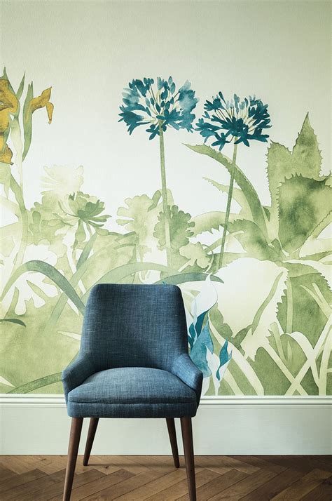 A Bold Floral Wall Mural Designed To Create Subtle Drama Within Any