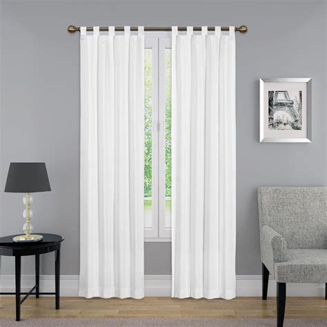 A perfect solution when you want privacy or want to block annoying glares on tv and computer screens. 95 in. L Light Filtering White Poly/Cotton Tab Top Curtain ...