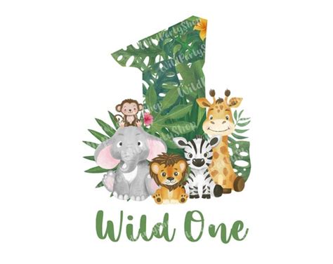 Wild One Jungle Safari 1st Birthday Boy Girl Kids Design Etsy