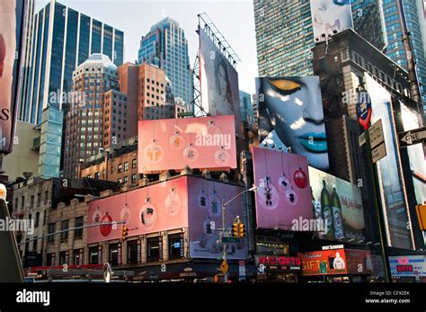 New York City Time Square Buildings With Huge Billboards Adverts For