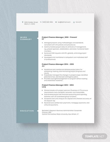 Use these resume examples to build your own resume using online this accounting manager resume sample demonstrates multiple skill sets including budgeting, cash management, compliances etc. Project Finance Manager Resume/CV Template - Word | Apple ...