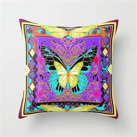 Lemon Butterflies Morphing Western Style Abstract Throw Pillow By