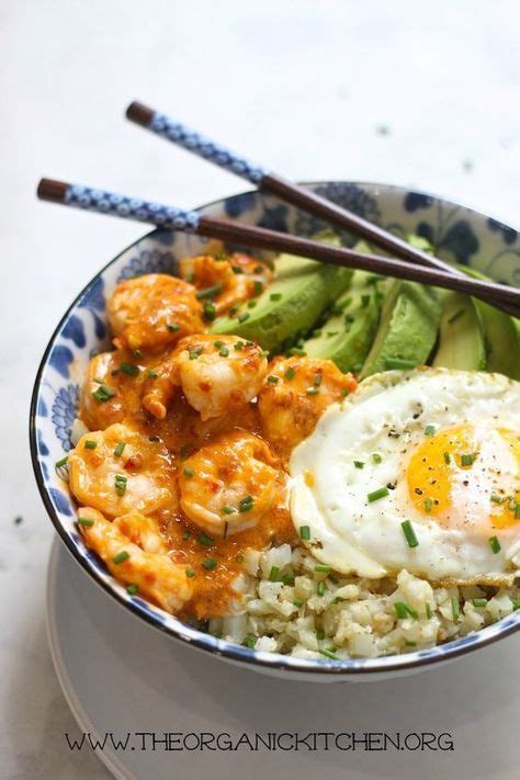 A Delicious Paleo Whole 30 Spicy Shrimp Cauliflower Rice Bowl With