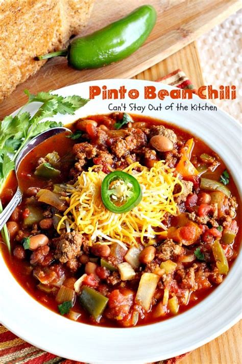 Add spices and 1 cup of broth and stir to combine. Pinto Bean Chili - Can't Stay Out of the Kitchen