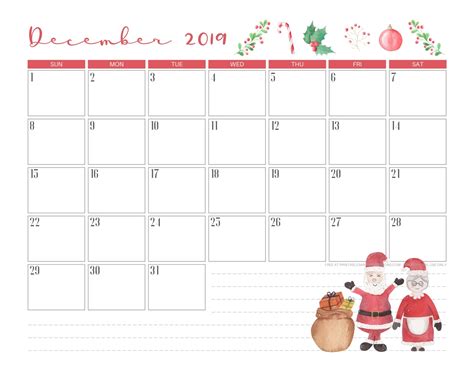 Free Printable December 2019 Calendar Pdf Printables And Inspirations