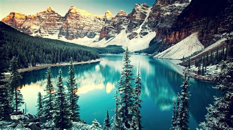 1920x1080 Nature Lake Canada Trees Mountain Forest Reflection Snow