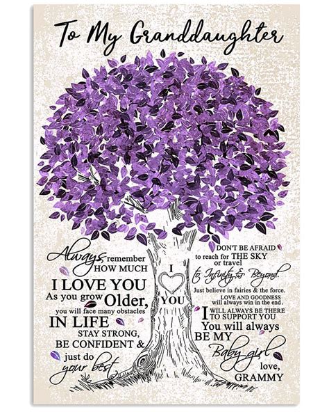 To My Granddaughter You Will Always Be My Baby Girl Purple Tree Poster