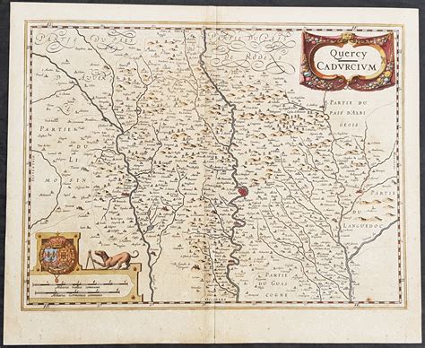 1628 Henricus Hondius Antique Map The Province Of Quercy Lot Cahors