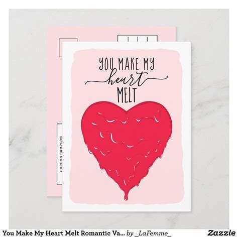 You Make My Heart Melt Romantic Valentines Day Holiday Postcard Valentines Day Holiday