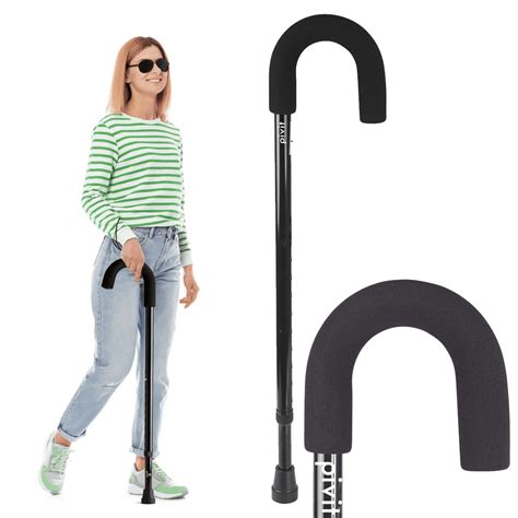 Pivit Lightweight Adjustable Walking Cane Contoured Soft Grip Hook