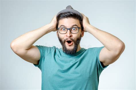 Man With Shocked Amazed Expression Stock Photo Image Of Cheerful