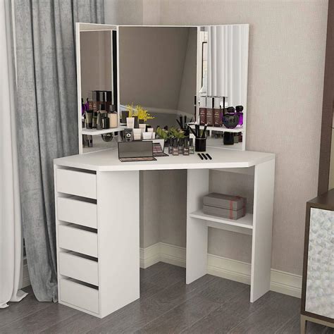 Buy Titiskin Corner Vanity Makeup Desk Corner Dressing Table With Tri