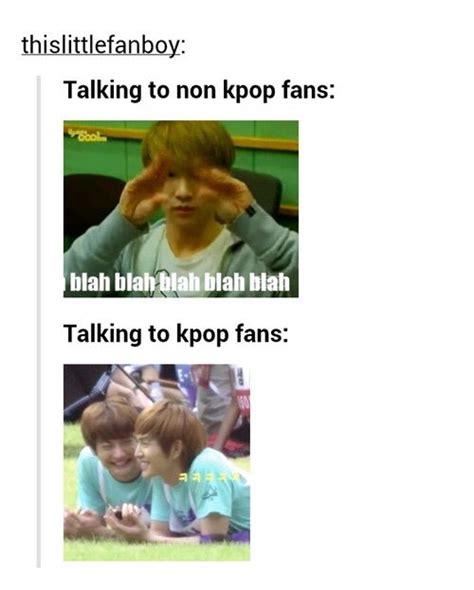 very funny and so true meme about talking to kpop fans and non kpop fans very relatable when i