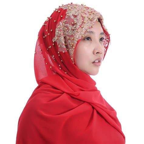 10pcs lot muslim women chiffon hijab scarf shawl head wrap glitters beads 180cm x 75cm