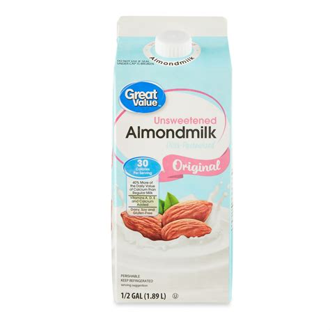 Great Value Original Unsweetened Almond Milk Half Gallon