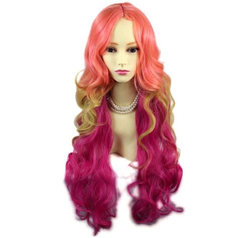 wiwigs stunning long curly pink and purple red ladies wigs skin top wavy cosplay wig uk womens