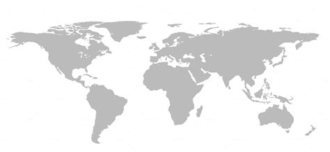 Blank Grey World Map Isolated On White Background Infographics