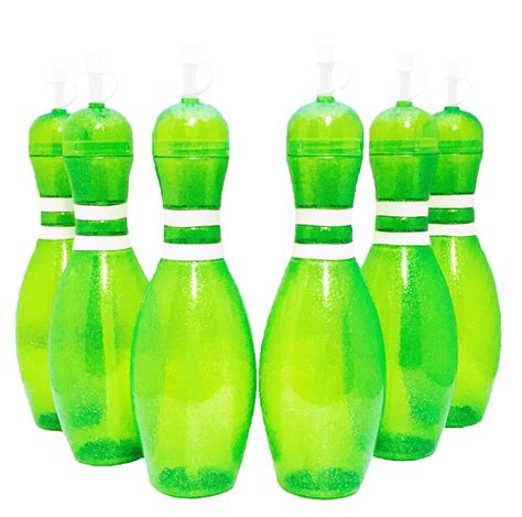 Large Bowling Pin Water Bottles 6 Pack Green By Sierra Products