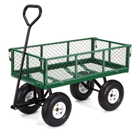 Steel Cart Wagon Garden Oudoor Yard Dump Lawn Utility Trailer Heavy