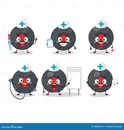 doctor profession emoticon with vynil record cartoon character stock vector illustration of