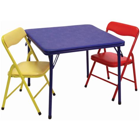 Keep this kids coloring and crafting with this perfect sized kids table and chairs. Showtime 3 Pc Children's Folding Table & Chairs Set by ...