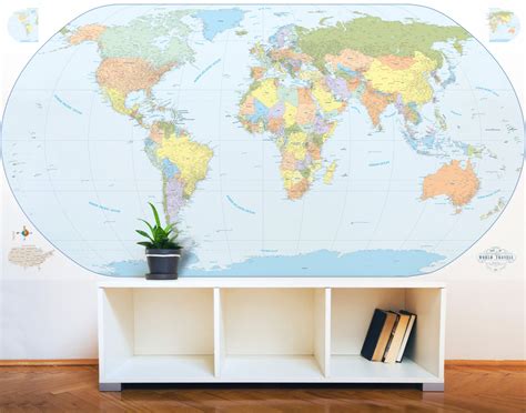 Giant World Map Mural Stylish And Educational World Map Wall Etsy