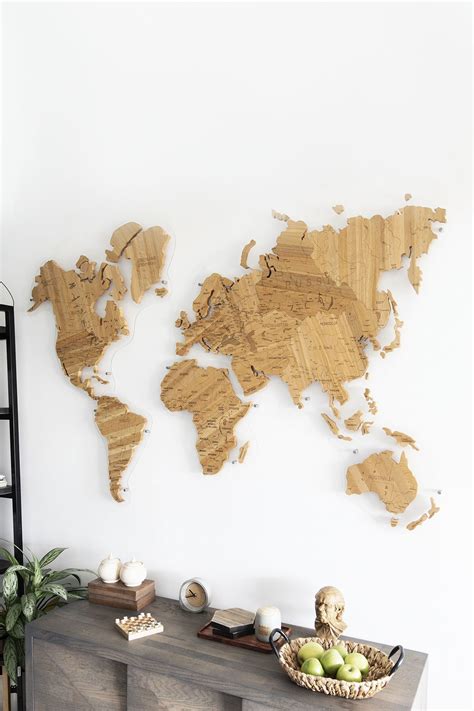 Wood Wall Art Continent Map Large Wooden World Map Map Of The World