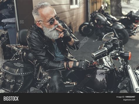 Aged Bearded Biker Image And Photo Free Trial Bigstock