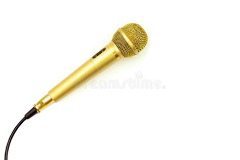 Gold Microphone On Isolated White Stock Image Image Of Closeup Gold