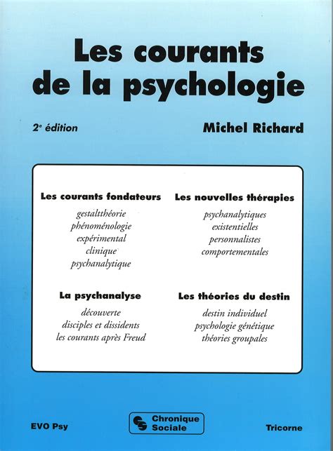 Les Courants De La Psychologie 2ème édition Michel Renard Livre