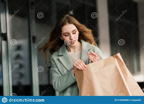 Happy Woman With Shopping Bags Enjoying Shopping Consumerism Lifestyle Concept Stock Photo