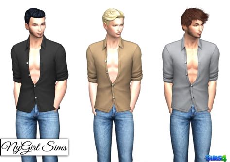 Movie Hangout Unbuttoned Shirt Edit At Nygirl Sims Sims 4 Updates