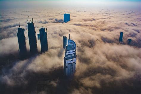 Hd Wallpaper Aerial Photo Of Buildings Surrounded By Clouds During