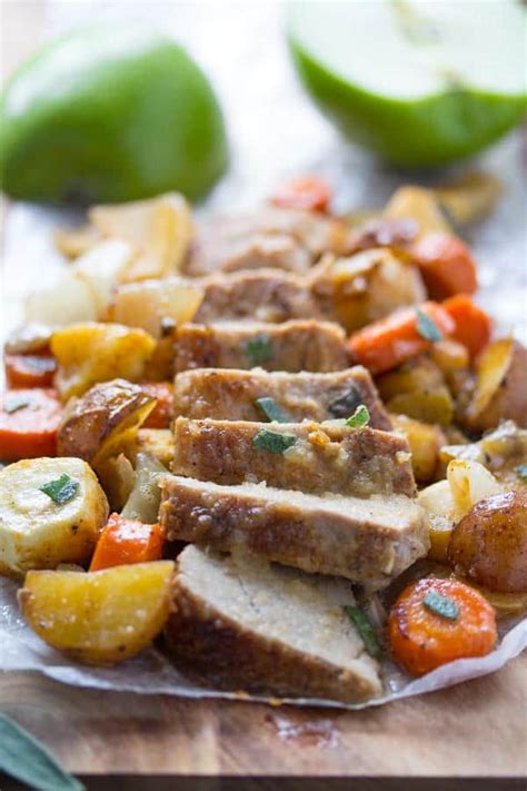 Learn how to cook pork tenderloin with no marinating required. Sheet Pan Roasted Pork Tenderloin with Apples | Recipe ...